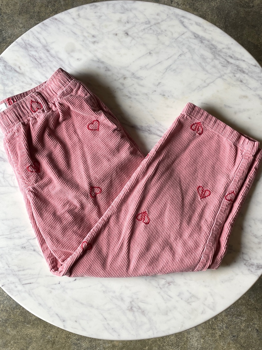 Urban Outfitters Pink Corduroy Heart-Embroidered Baggy Pants